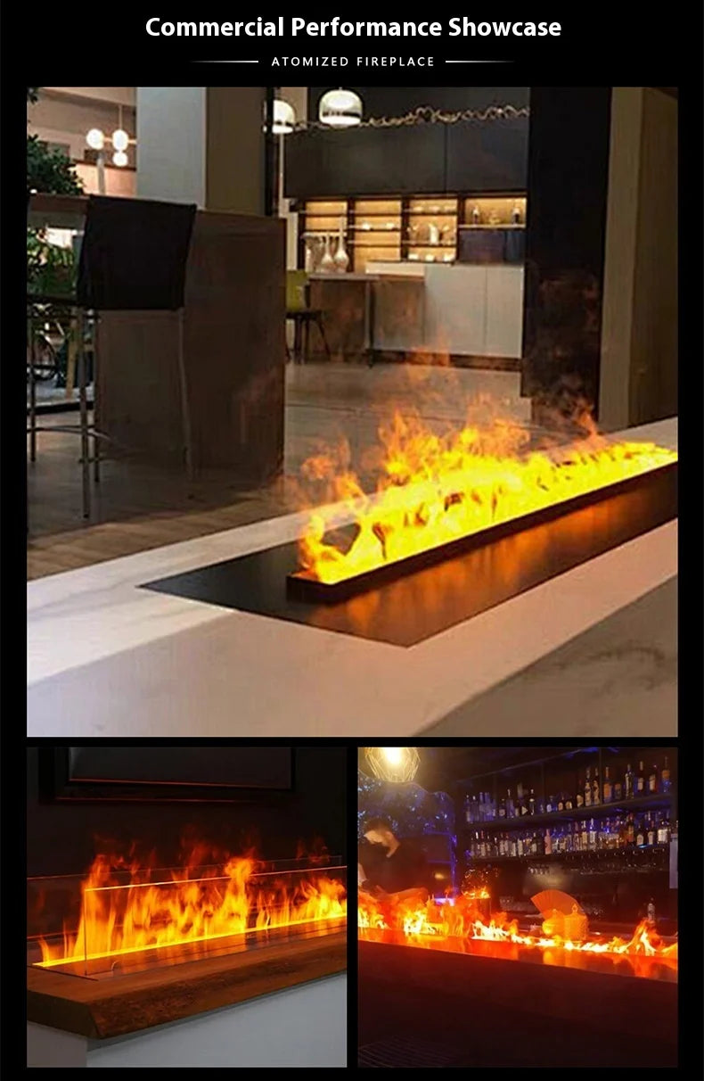 Smart Home 3D Fireplace Water Steam Humidifier LED Decorative Flame TV Wall Sound Of Firewood Cracking Vapour Electric Fireplace