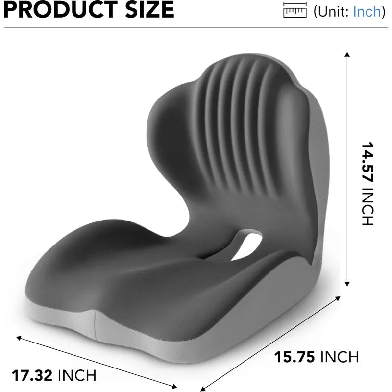 Ergonomic Memory Foam Seat Cushion Lumbar Support Pad Tailbone Sciatica Relief Pillow for Office Chair Car Seating Use
