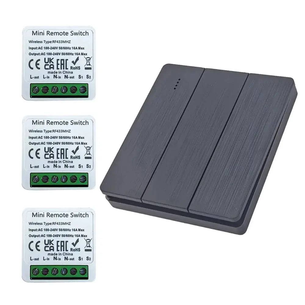 Wireless Smart Switch Light 433MHz 1/2/3Gang 86 Wall Panel Switch with Remote Control Mini Relay Receiver for Home Led Light