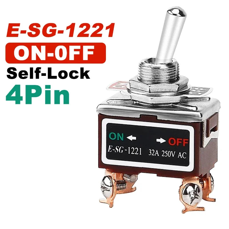 Copper Pin High Current Toggle Switch 2/3/4/6/8/9/12Pin Self Locking Rocker Switch E-SG-1321/1322/1021/1121/123/223