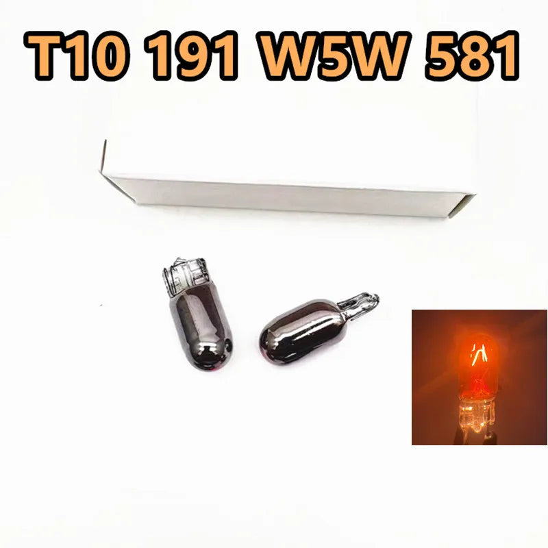 2pcs W5W T10 194 158 Silver Plated Chromium Car Halogen Lights 12V 5W Amber/Orange Lamp Instrument Reading Light Interior
