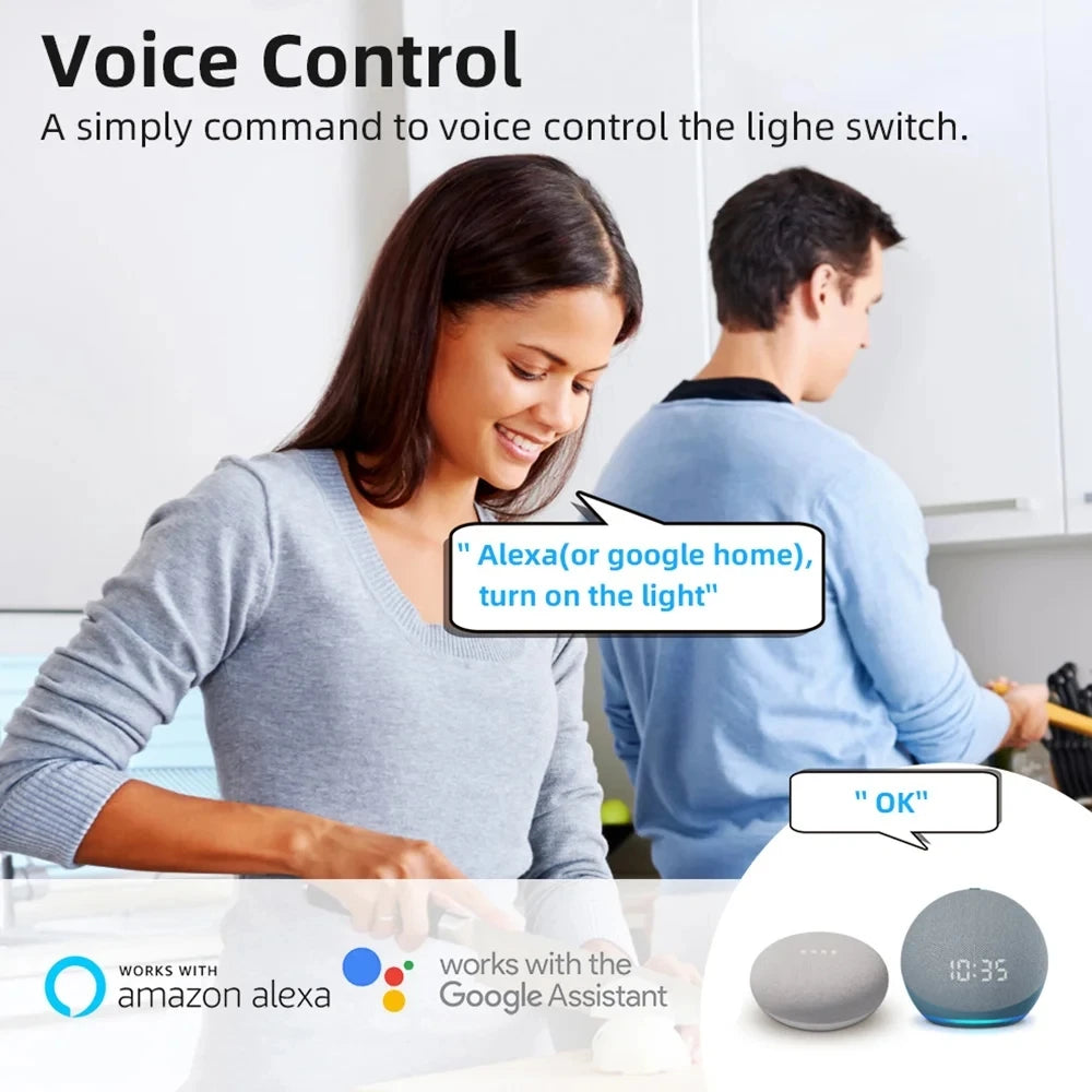 16A works with Tuya WiFi Smart Switch Module 2-way Control Mini Switch Breaker Smart Life Work With Alexa Google Alice