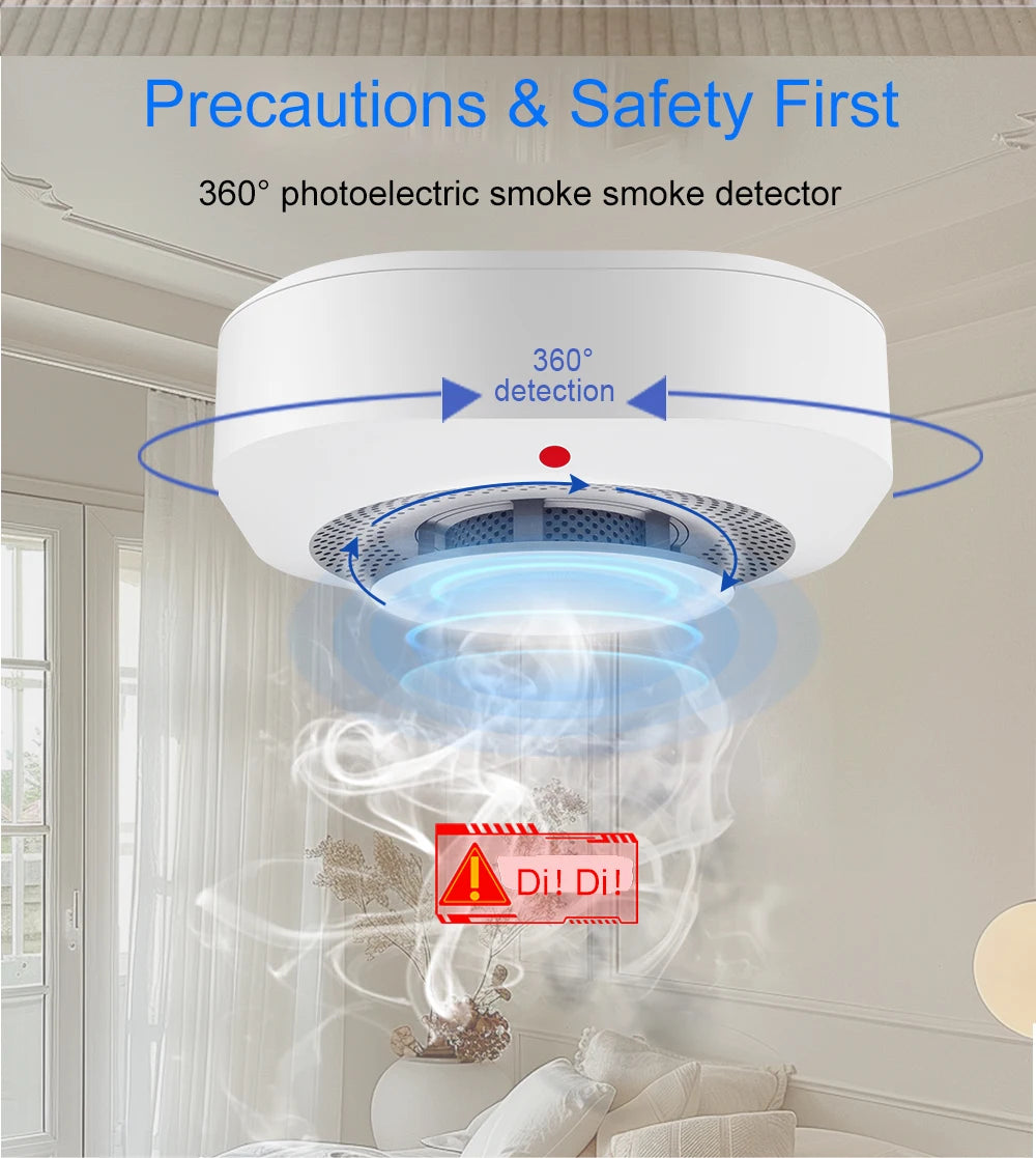 DC 3V Smoke Detector For Hotel Office School Hospital Security Protection Self-check Function Independent Smoke Alarm