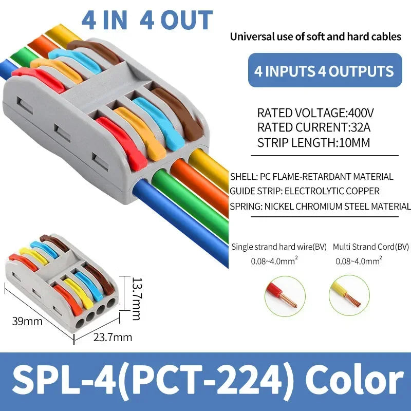 1 In Multiple Out Push-in Electrical Wire Connector Terminal Block Universal Fast Wiring Cable Connectors For Cable Connection