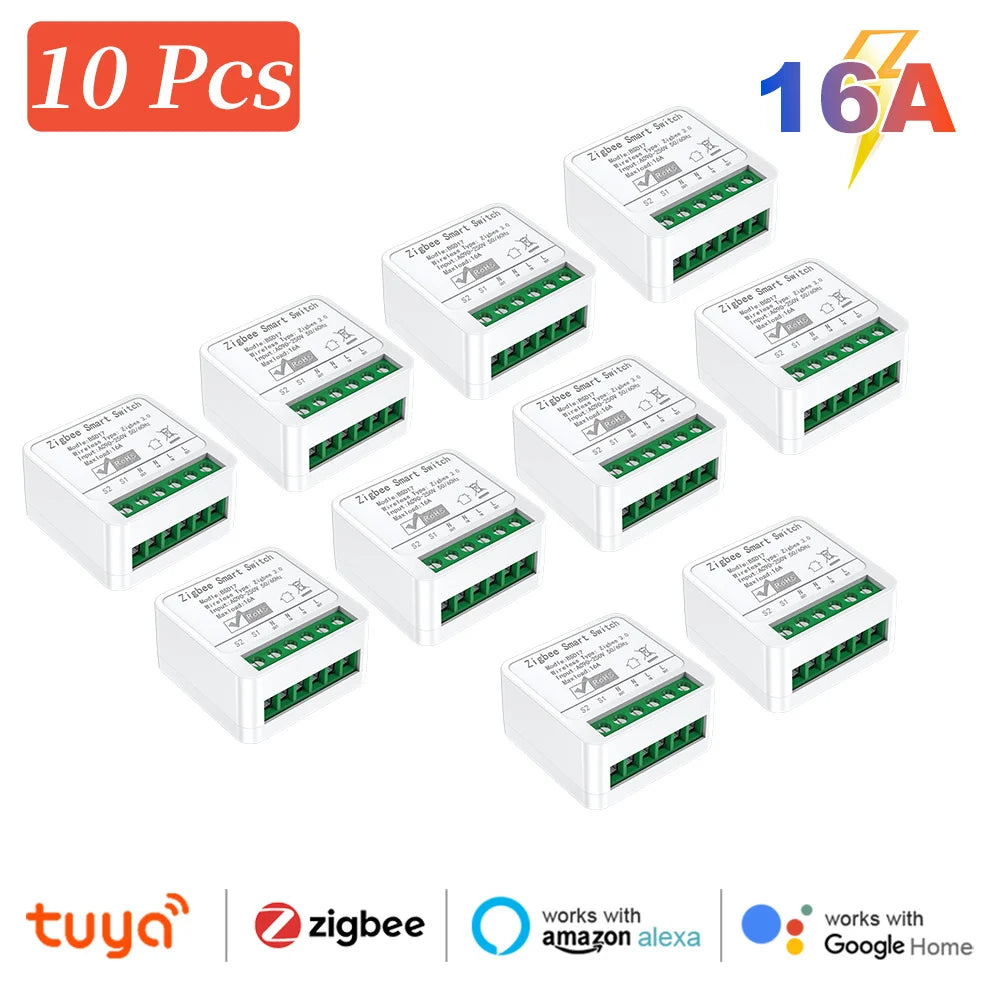 16A ZigBee 3.0 Smart Switch Automation DIY Light Switches Module Supports 2 Way Control Wok Alexa Google Home Zigbee 2Mqtt