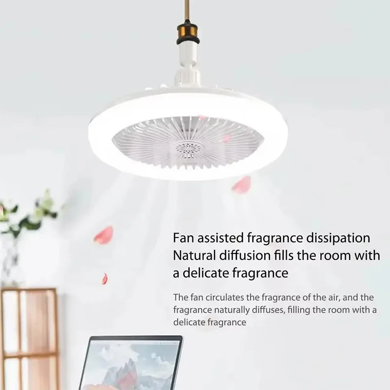 2 In 1 Energy Saving Remote Control Ceiling Fan Lamp Infinitely Dimmable E27 Base Bottom Noise Mute LED Decorative Light 85-265V