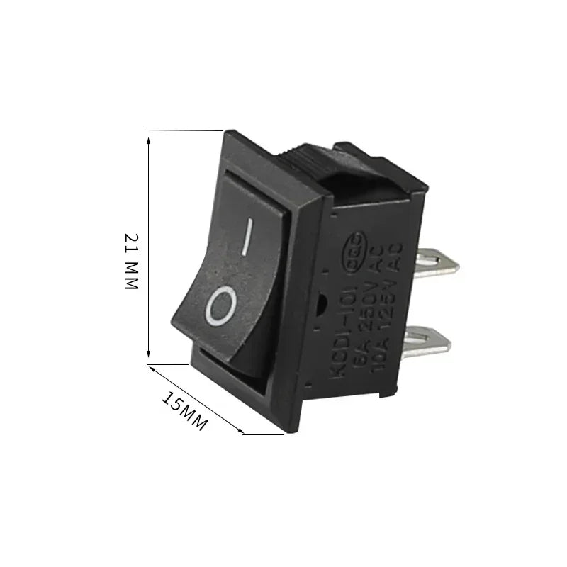 5/20/100Pcs KCD1 Boat-shape Switch 2Pin Power Switch ON-OFF Snap-in Rocker Switch KCD Switches kcd1 10*15mm/15*21mm