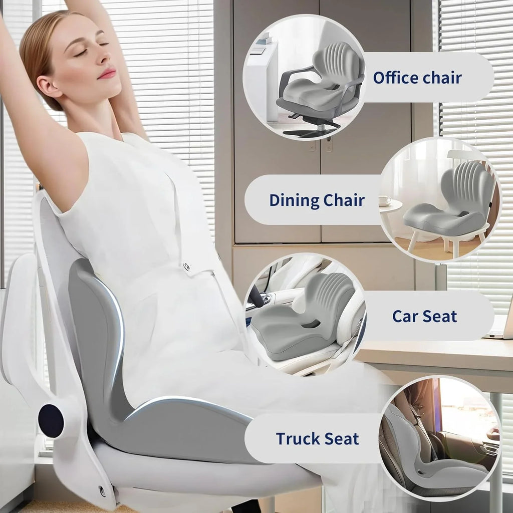 Seat Cushion for Office Chair Ergonomic Memory Foam Seat Cushion with Back Support for Stress Relief Lumbar Support Car Office