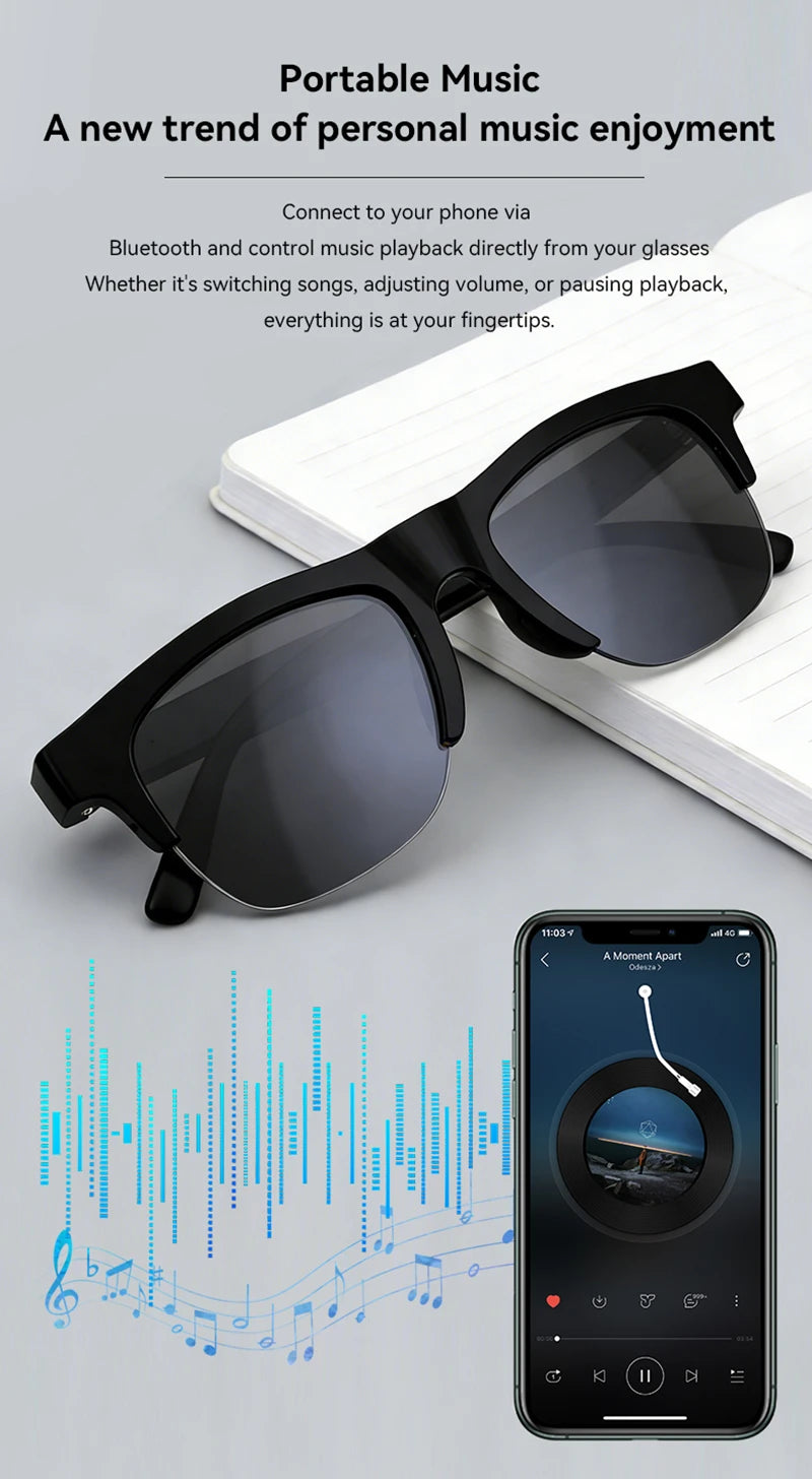 Lenovo 8K HD AI Smart Glasses AI Translation Hands-Free Calling AI Chat Logging Music Playback Smart Sunglasses for Men