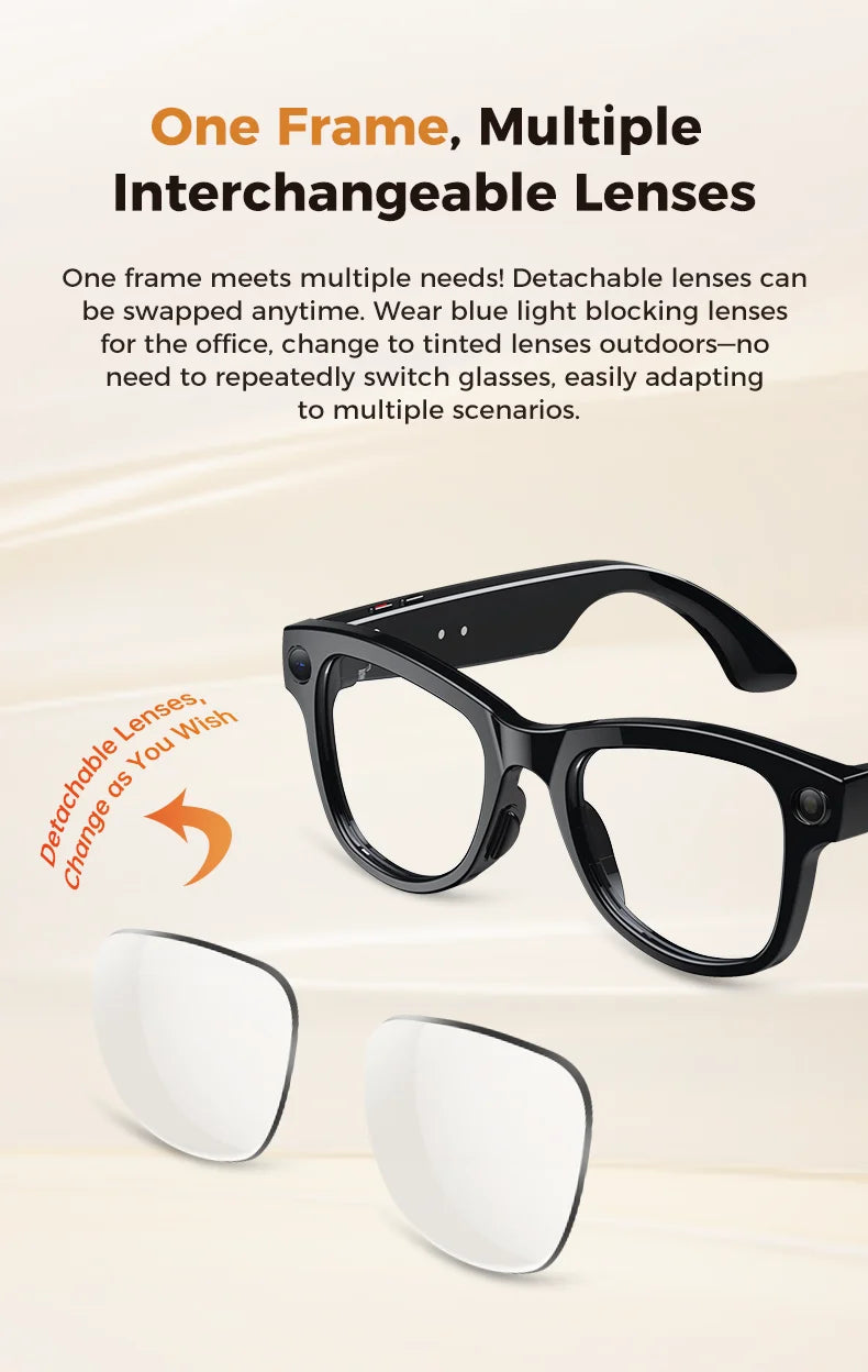 2026 New 32G Memory 800W 4K Camera Smart Glasses Men Photos&Videos 3600mAh Power Bank 120+Languages Translation AI Glasses Women