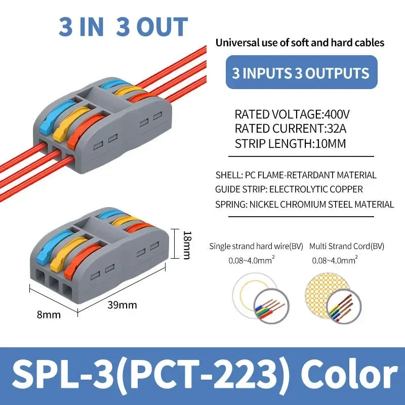 1 In Multiple Out Push-in Electrical Wire Connector Terminal Block Universal Fast Wiring Cable Connectors For Cable Connection