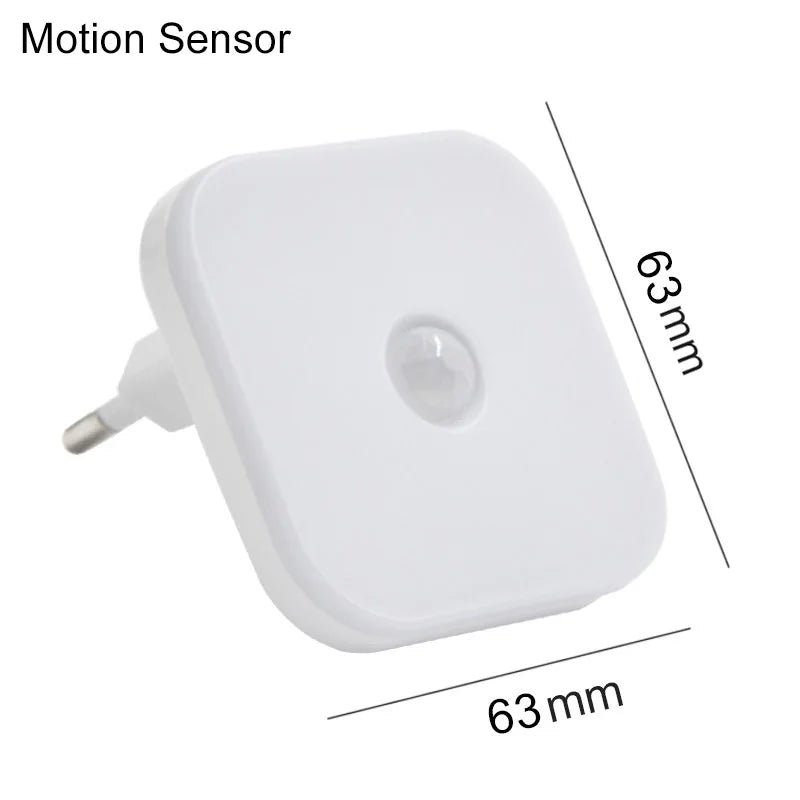 Motion Sensor LED Night Lights EU Plug Dimmable Cabinet Light For Baby Bedside Bedroom Corridor Wireless Night Lamp Lighting