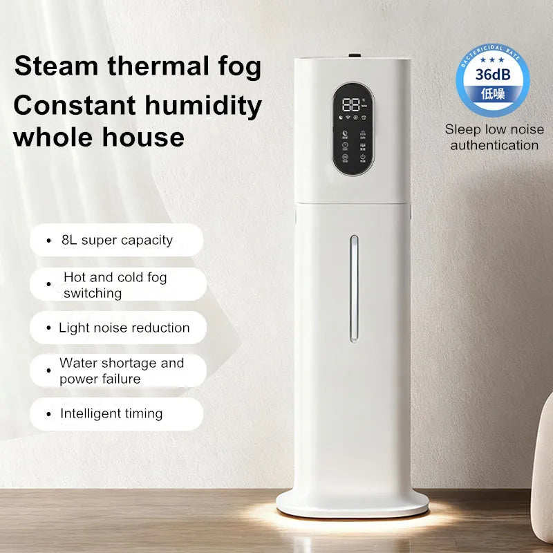 8L Smart Humidifier for Large Room, Ultra Quiet Mist Cooler with Auto Humidity Control, 360° Nozzle, Timer - Ideal For Home