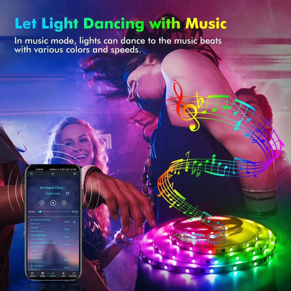 1/2/3/5M LED Strip Light Color Changing APP Music Sync RGB USB Flexible Lights For Children Gaming Room Home Party TV Backlight