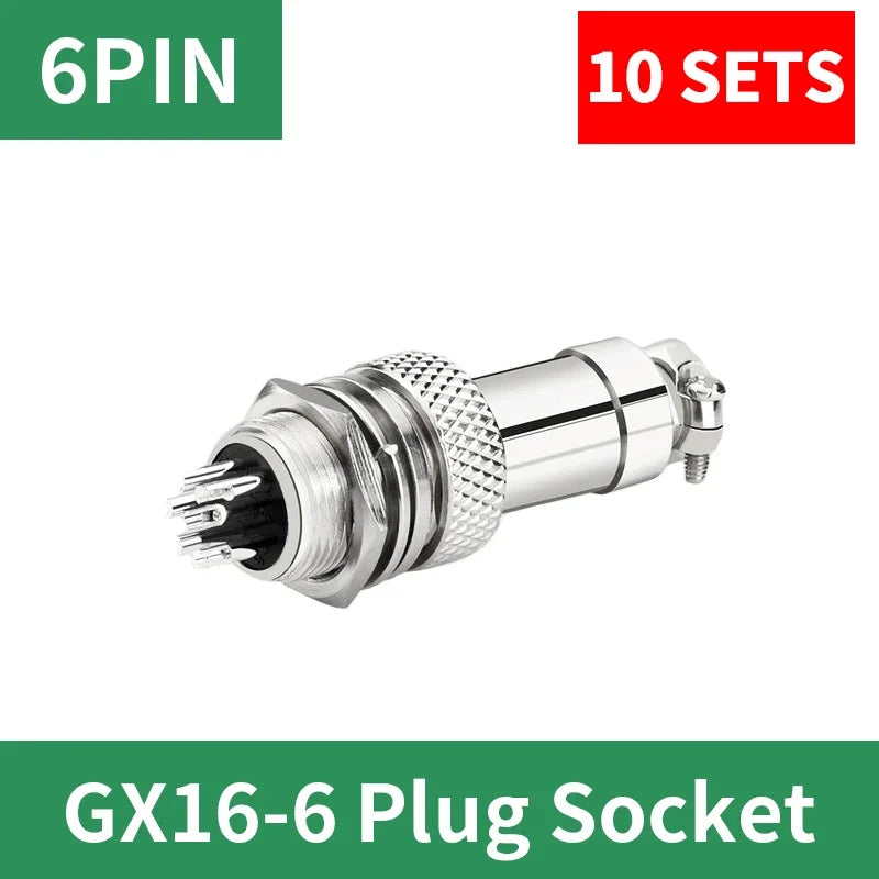 10 sets GX16 metal aviation socket 2/3/4/5/6/7/8/9/10pin electric cable terminal fixed type and butt mobile type Female&male