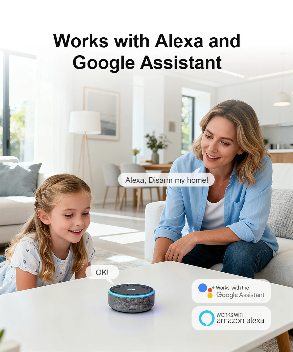 Smart Home WiFi GSM Alarm System for Home with Motion Sensor Wireless Siren Night Vision IP Camera Works with Tuya Support Alexa