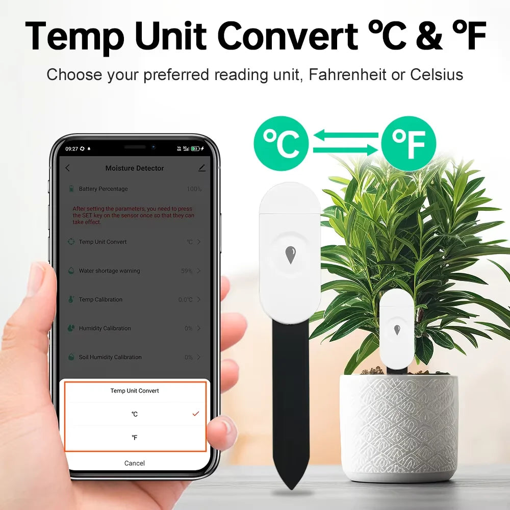 Tuya ZigBee Soil Moisture Tester Humidity Meter Farm Lawn Plants Flower Soil Monitor Sensor Hygrometer Convenient Gardening Tool