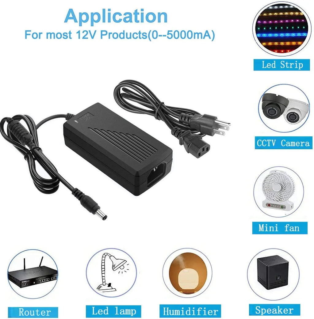 LED Adapter Power Supply DC12V 1A 2A 3A 5A 8A 10A Lighting Transformer 5.5x2.1mm For LED Strip CCTV