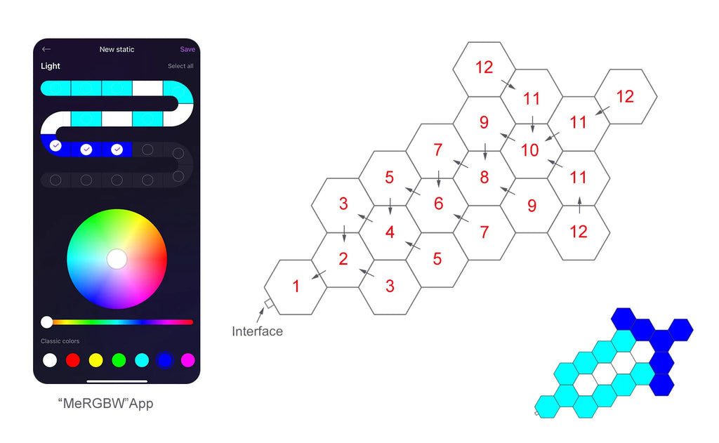 Smart LED Hexagonal Wall Light Quantum Panel APP DIY Music Sync Night Light Game Room Bedroom Home Decor Birthday Christmas Gift