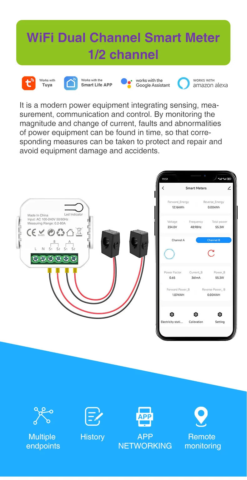 EU Smart Plug WiFi Socket power energy meter 10A/16A Power Monitor Wattmeter Timing Function  watt meter Tuya SmartLife APP
