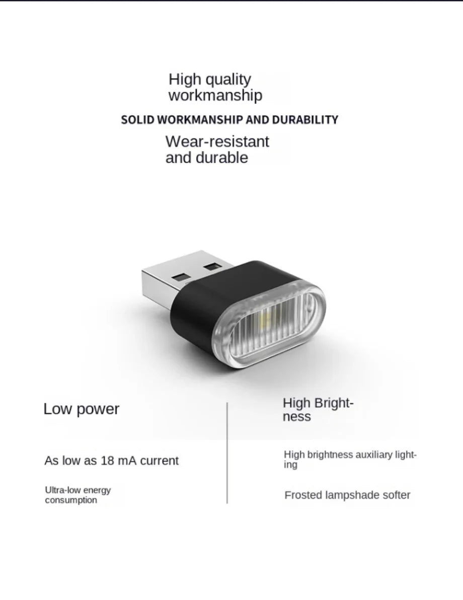 Mini USB LED Atmosphere Lights Car Interior Neon Decorative Lamp Car Emergency Lighting Universal PC Portable Plug and Play