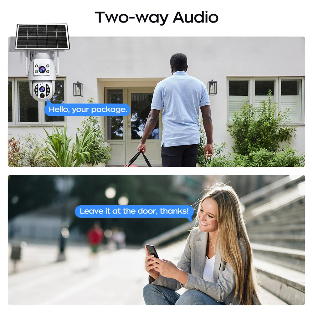 JOOAN 4K 6MP WiFi Surveillance Camera Solar Outdoor CCTV Camera With Solar Panel Dual Lens PTZ IP Cam Security Protection