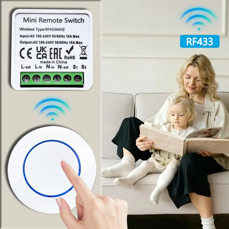 10A Relay Receiver Module Transmitter Light Switch Wireless Universal 433MHz Remote Control Switch for Smart Home LED Fan DIY