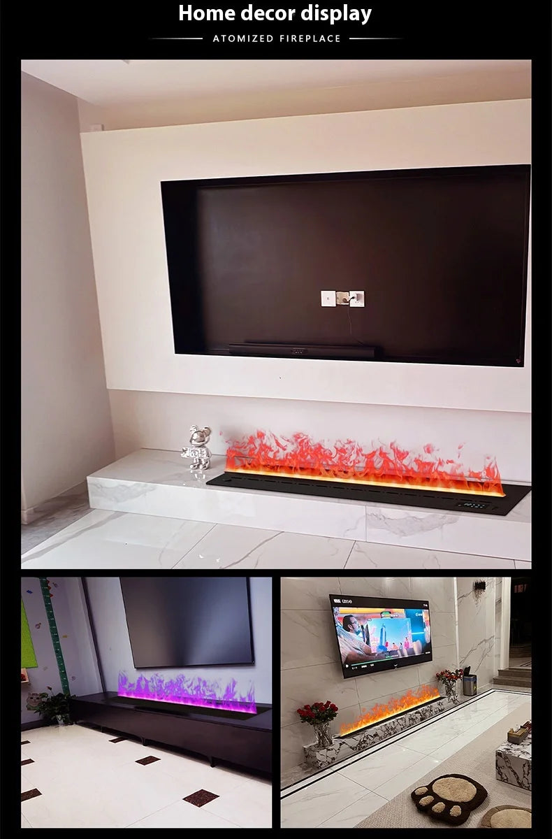Smart Home 3D Fireplace Water Steam Humidifier LED Decorative Flame TV Wall Sound Of Firewood Cracking Vapour Electric Fireplace