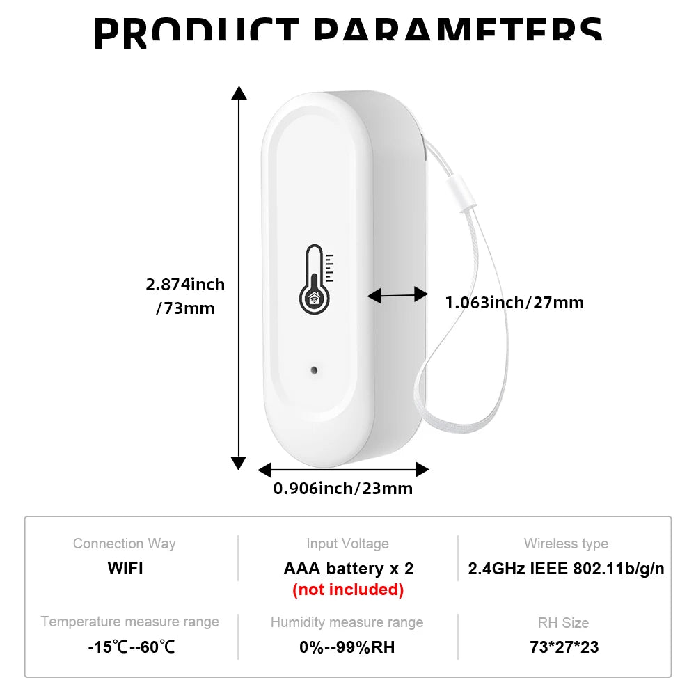 Tuya  Indoor or IP65 Waterproof Outdoor WiFi Temperature Humidity Sensor Home Thermometer Compatible For Alexa Google Home Voice