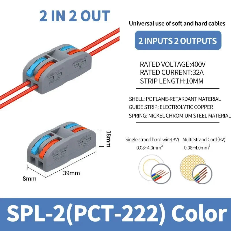 1 In Multiple Out Push-in Electrical Wire Connector Terminal Block Universal Fast Wiring Cable Connectors For Cable Connection