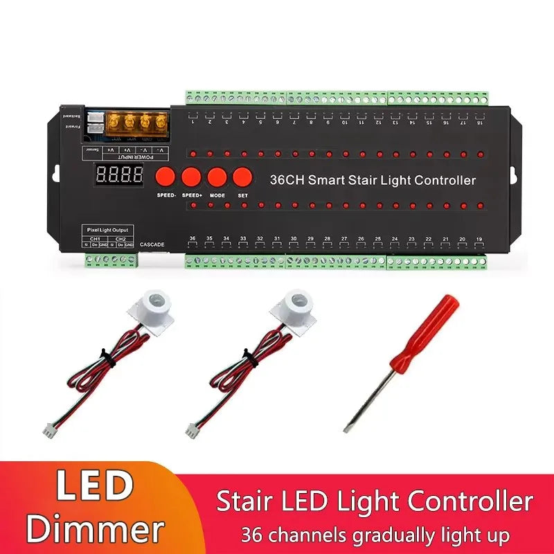 Smart home led controller for staircase Automatic Pir Sensor Stair Controller with CE certificate Support 36 step lights