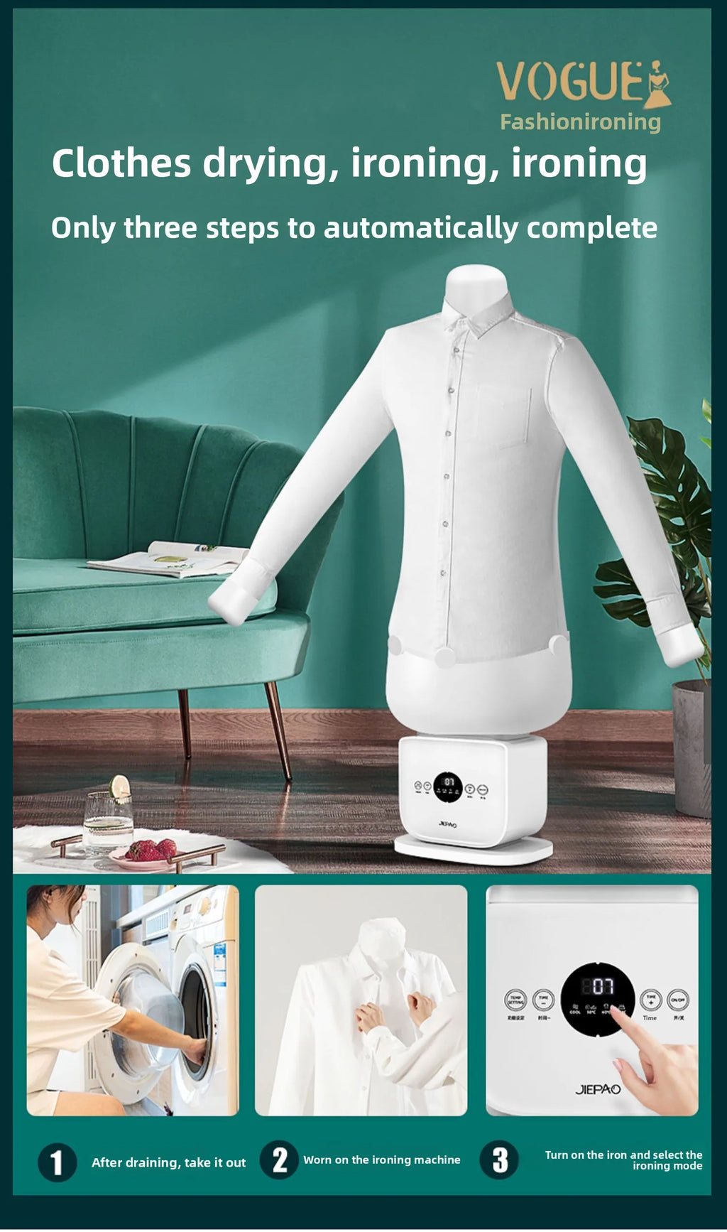 Fully Automatic Human-Shaped Garment Steamer Iron Wrinkle Removal Clothes Care Machine Magic Dryer Shirt Garment Machine