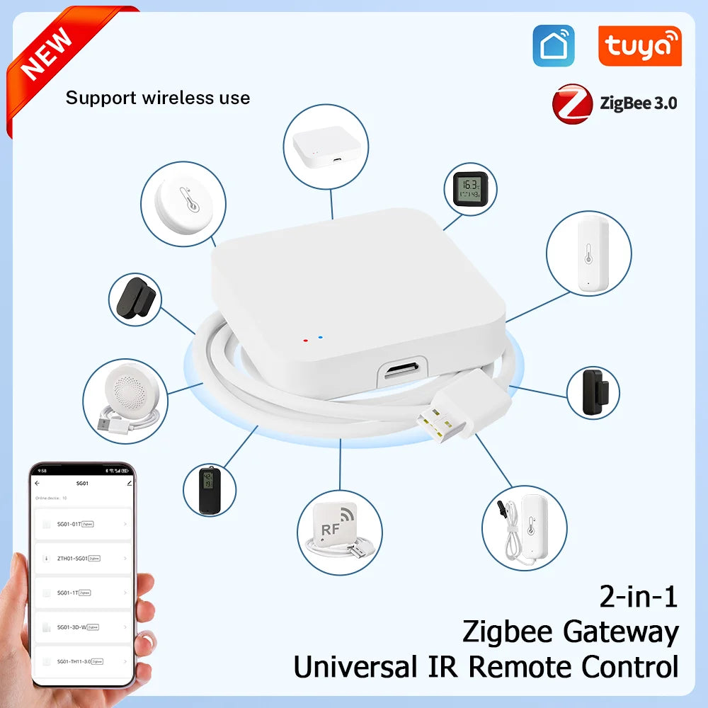Tuya Zigbee 3.0 Gateway IR Remote Control Hub WiFi Mesh Bridge Smart Life App Compatible with Alexa Google Home