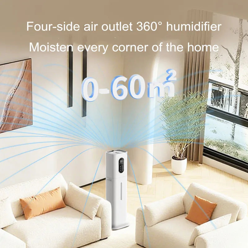 8L Smart Humidifier for Large Room, Ultra Quiet Mist Cooler with Auto Humidity Control, 360° Nozzle, Timer - Ideal For Home