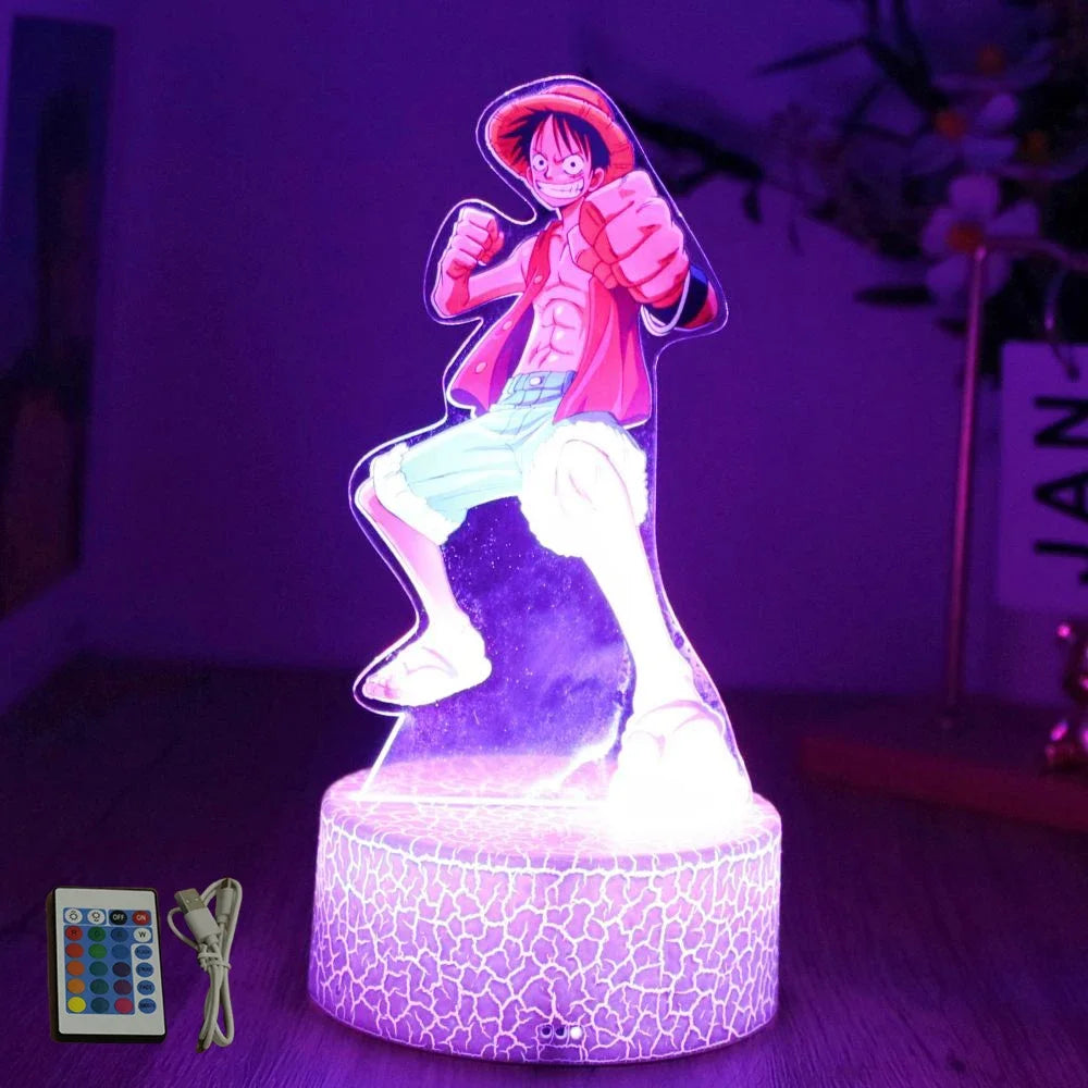 LED Night Light Anime Figure One Piece Luffy Zoro Figures Lamp PVC Action Collection Bedside Table Decoration Kid Christmas Gift