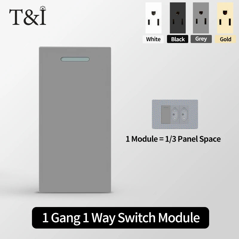 DIY Modular Tempered Glass Wall Plate2x4inch NEMA 5-15R Duplex Outlet US EU Italy Chile Interchangeable Electrical Socket Module