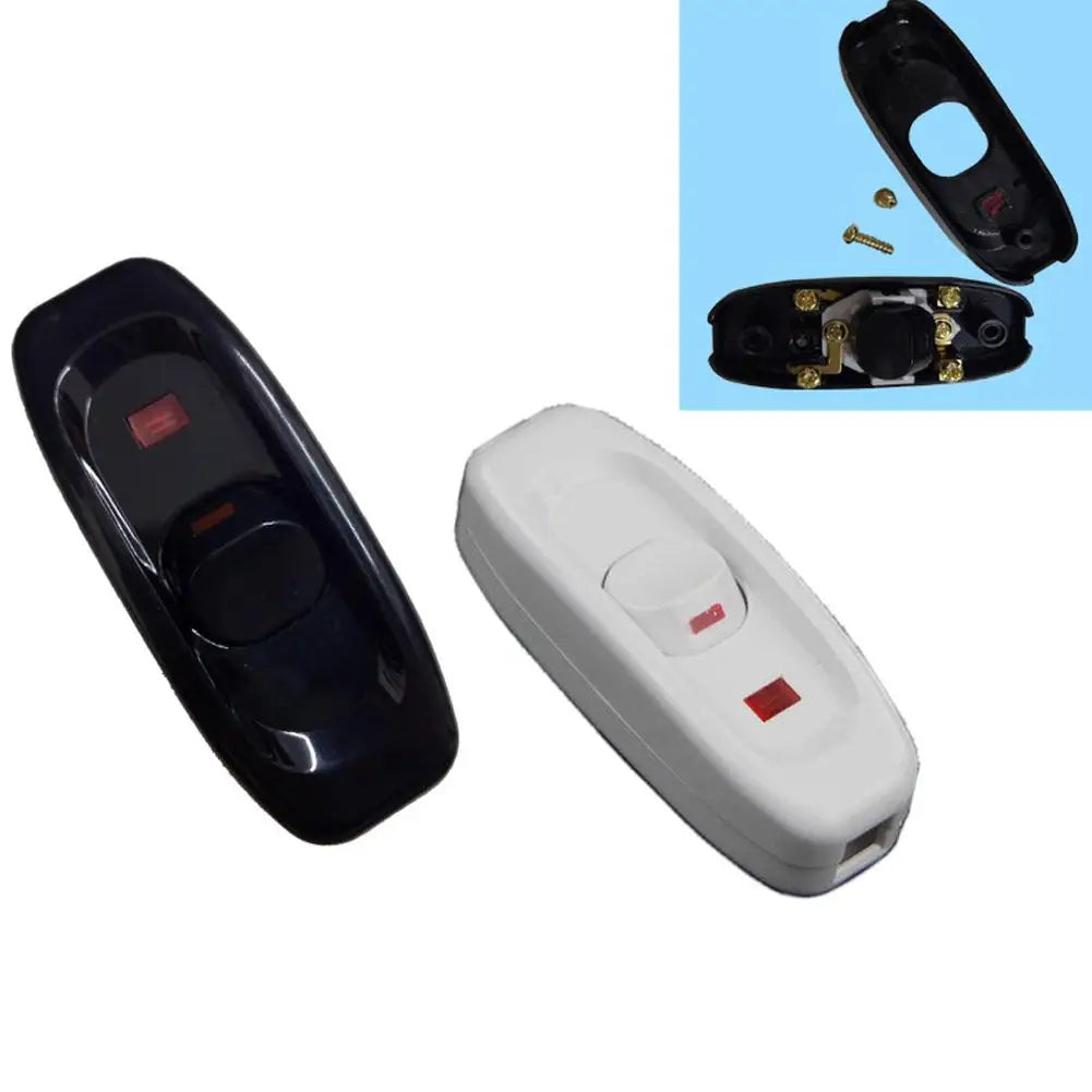 1pcs Inline Cord Black White 220V 10A Heavy Duty Thru On Off Lamp Bulb Wall Line Button Control With