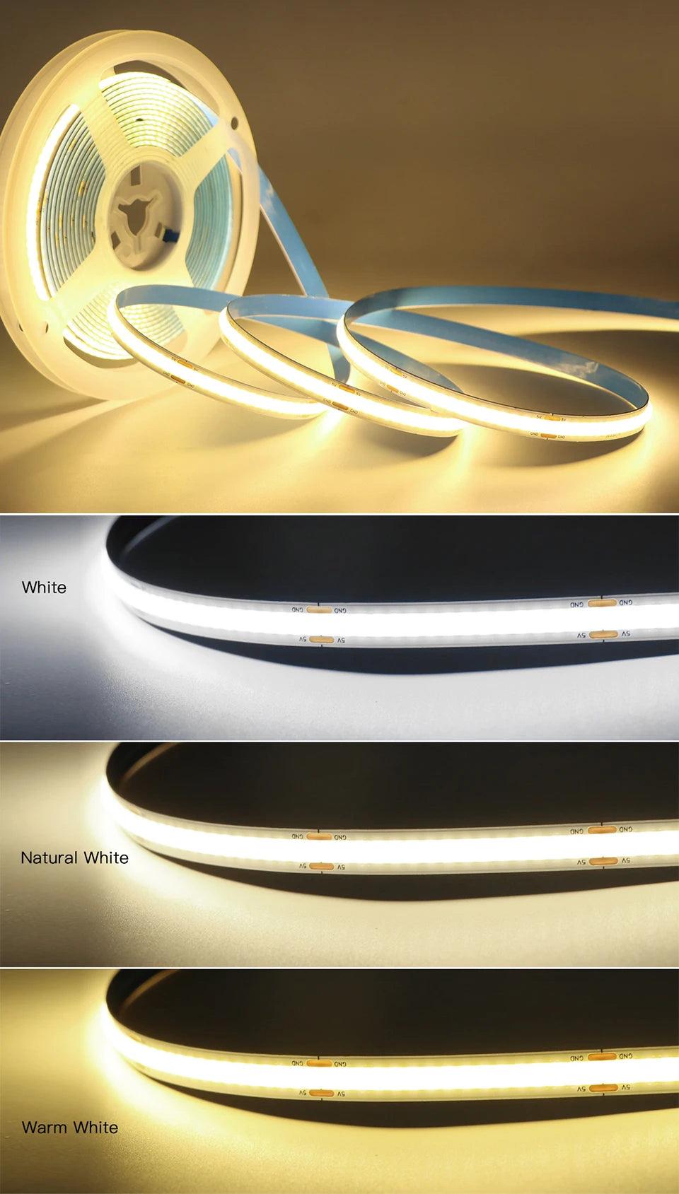 Super Bright USB COB LED Strip Light 320leds/m DC 5V with Hand Scan Dimmable Touch Sensor Switch 1m 2m 3m 4m 5m led licht