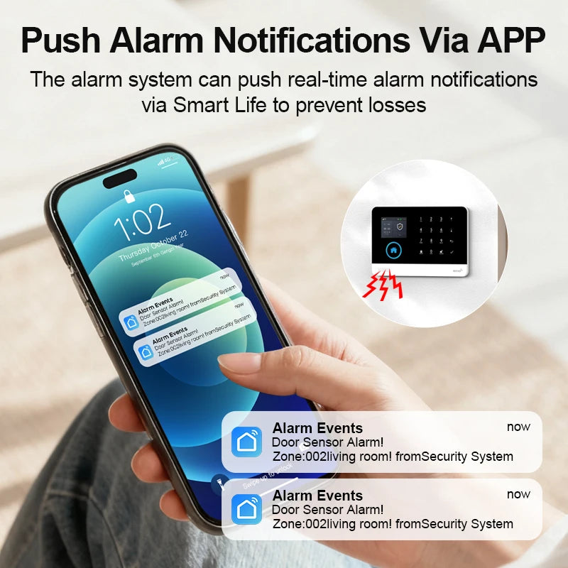 Smart Home WiFi GSM Alarm System for Home with Motion Sensor Wireless Siren Night Vision IP Camera Works with Tuya Support Alexa