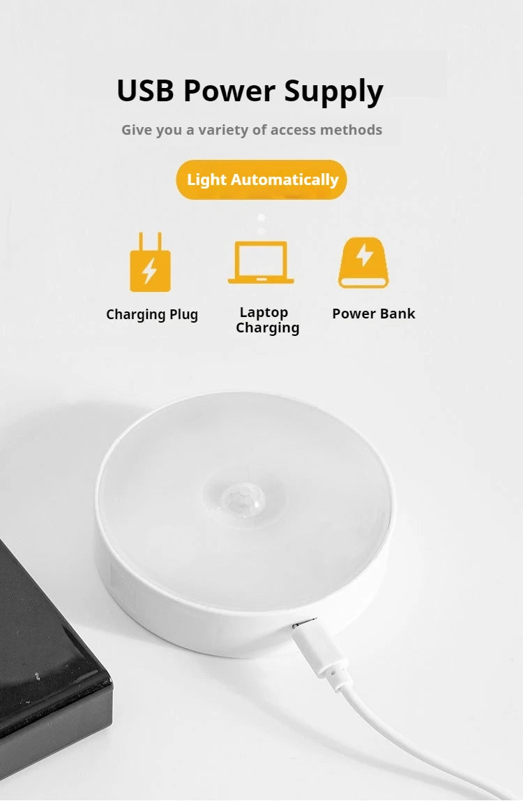 Type-C Motion Sensor Light Rechargeable Light Lamp Bedside LED Night Light for Stairs Hallway Cabinet Closet Bedroom Nightlight