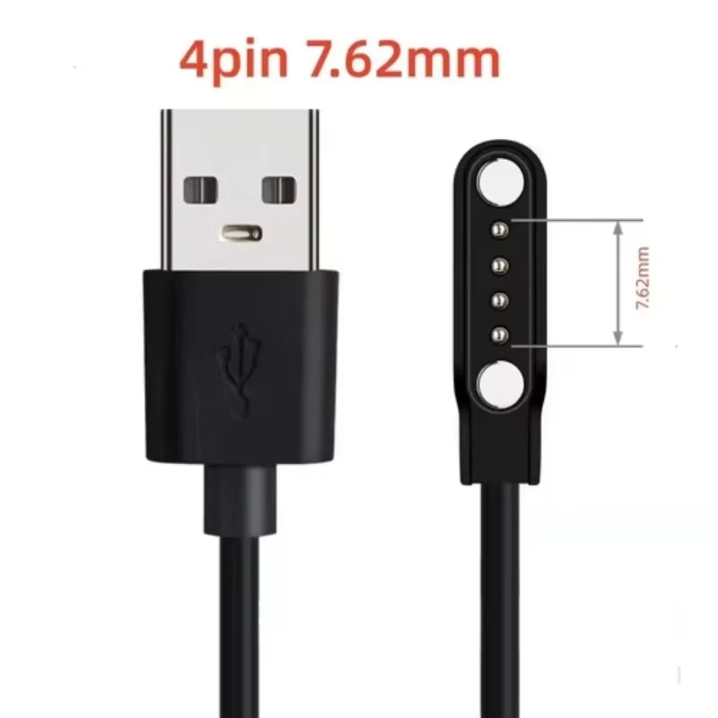 Magnetic Charge Charging Cable For Smart Watch For 2 Pins 2.84/4/7.62mm Distances Black Novel USB Power Charger Cables Universal