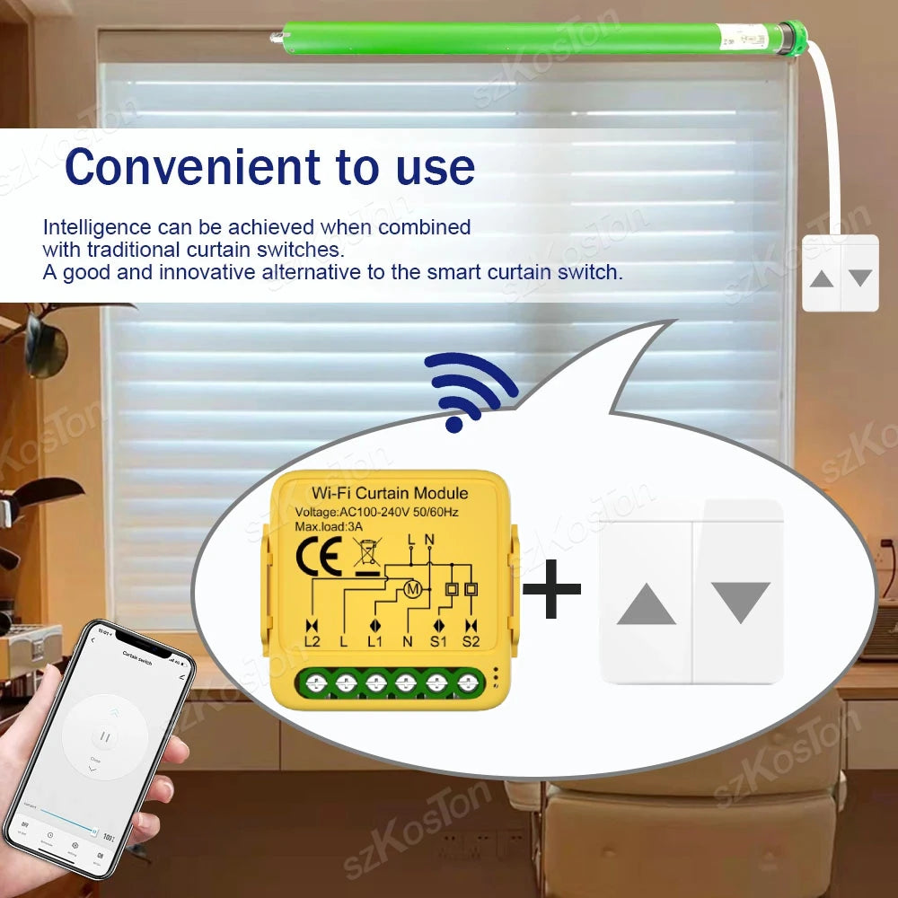 Tuya WiFi Zigbee3.0 Smart Curtain Switch Module Roller Shutter Motor Controller Switch Smart Life APP Works with Alexa Google