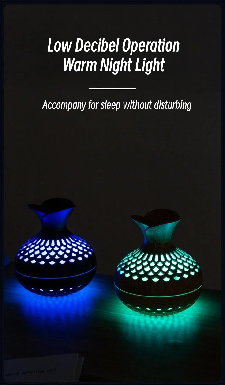 Wood Grain Vase Humidifier Household Electric Ultrasonic Air Humidifier Desktop Essential Oil Diffuser Air Purifier Home Room