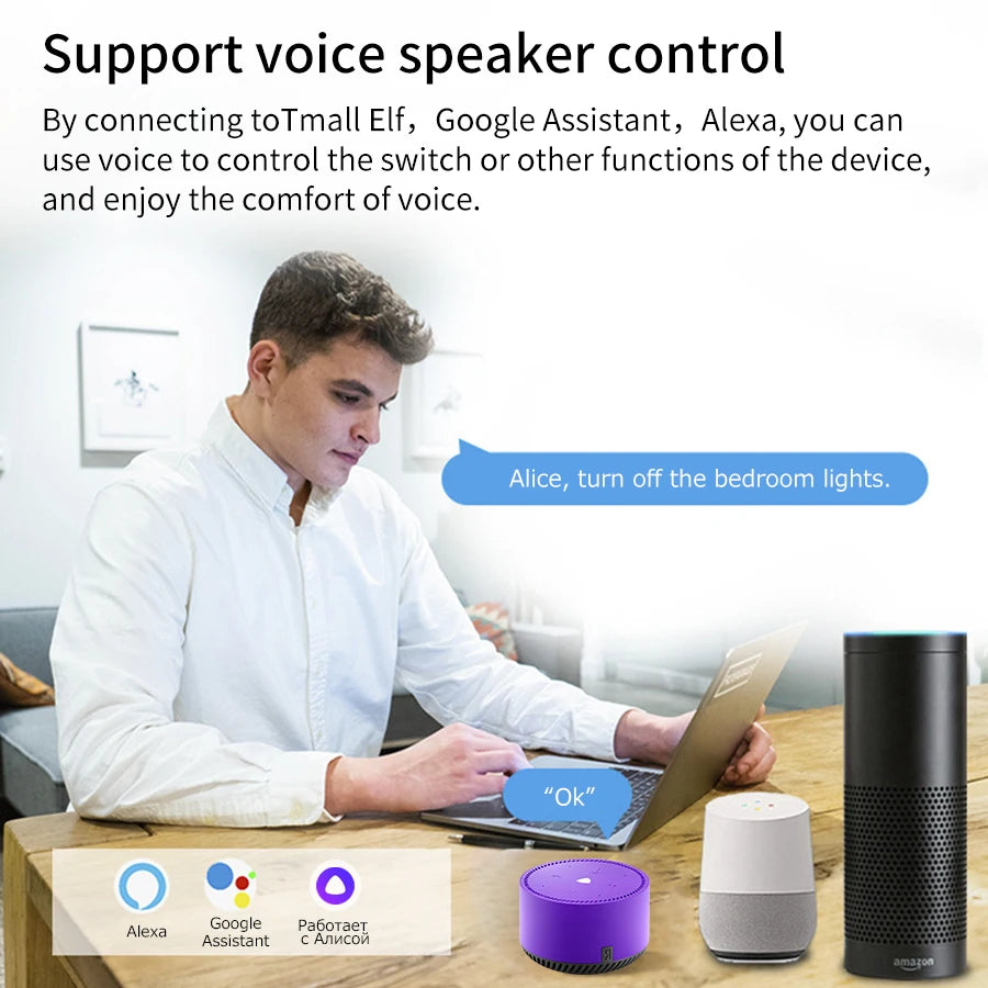 16A 20A Tuya WiFi Smart Switch 2-way Control Mini Smart Breaker Work With Smart Life Alexa Google Home Alice
