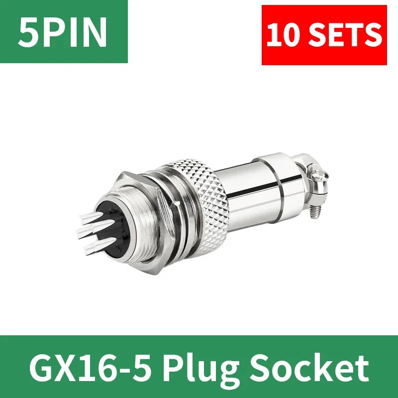10 sets GX16 metal aviation socket 2/3/4/5/6/7/8/9/10pin electric cable terminal fixed type and butt mobile type Female&male