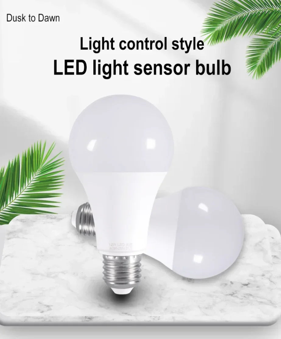 E27 LED Light Control Sensor Light Bulb 15W 12W 9W 7W 5W AC85-265V Day Night Light Auto ON OFF Patio Porch Smart Lamp for Garden