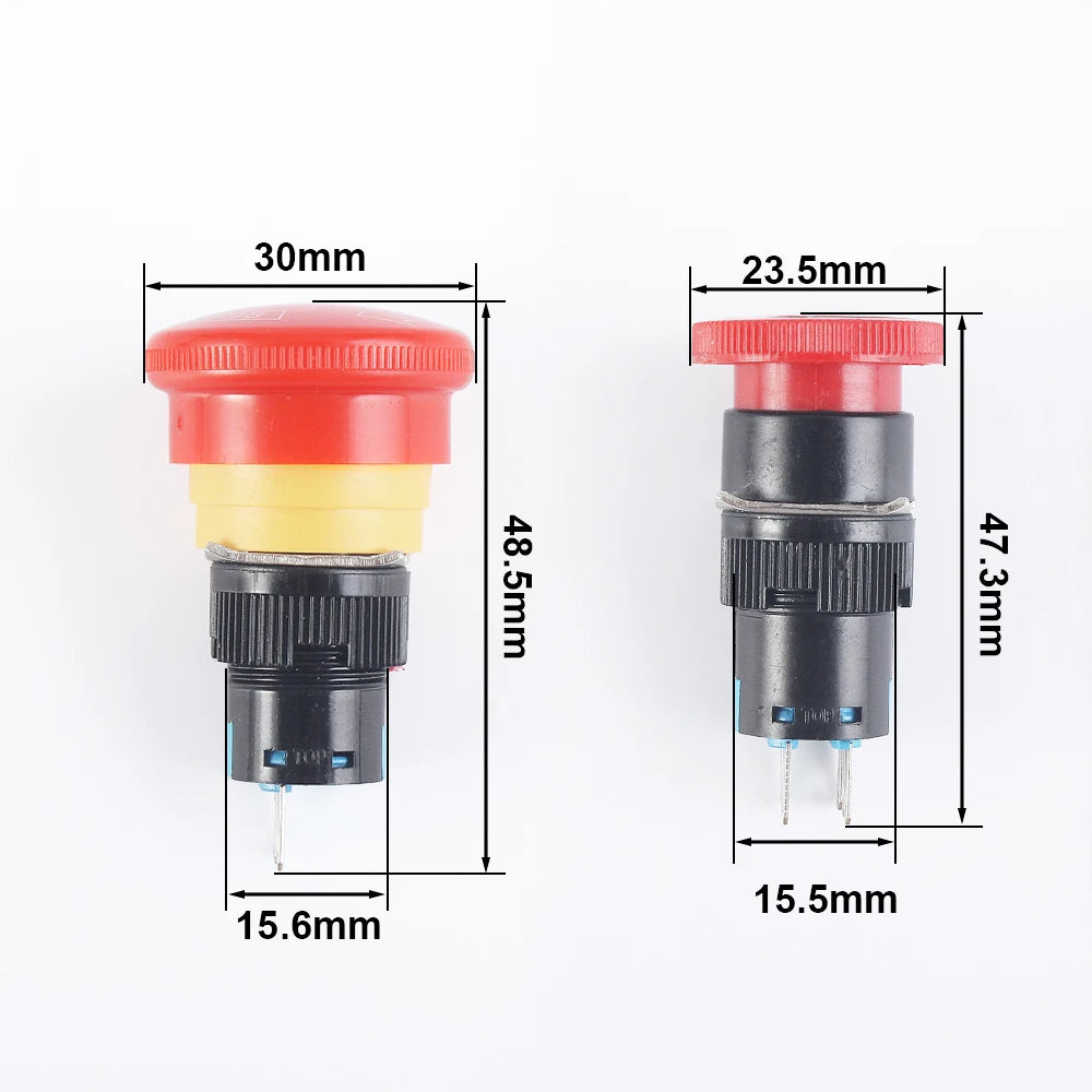 16mm e-stop switch 30mm Mushroom emergency stop 3/6 pins 1NO1NC/2NO2NC Latching self Weather Pack push button switch