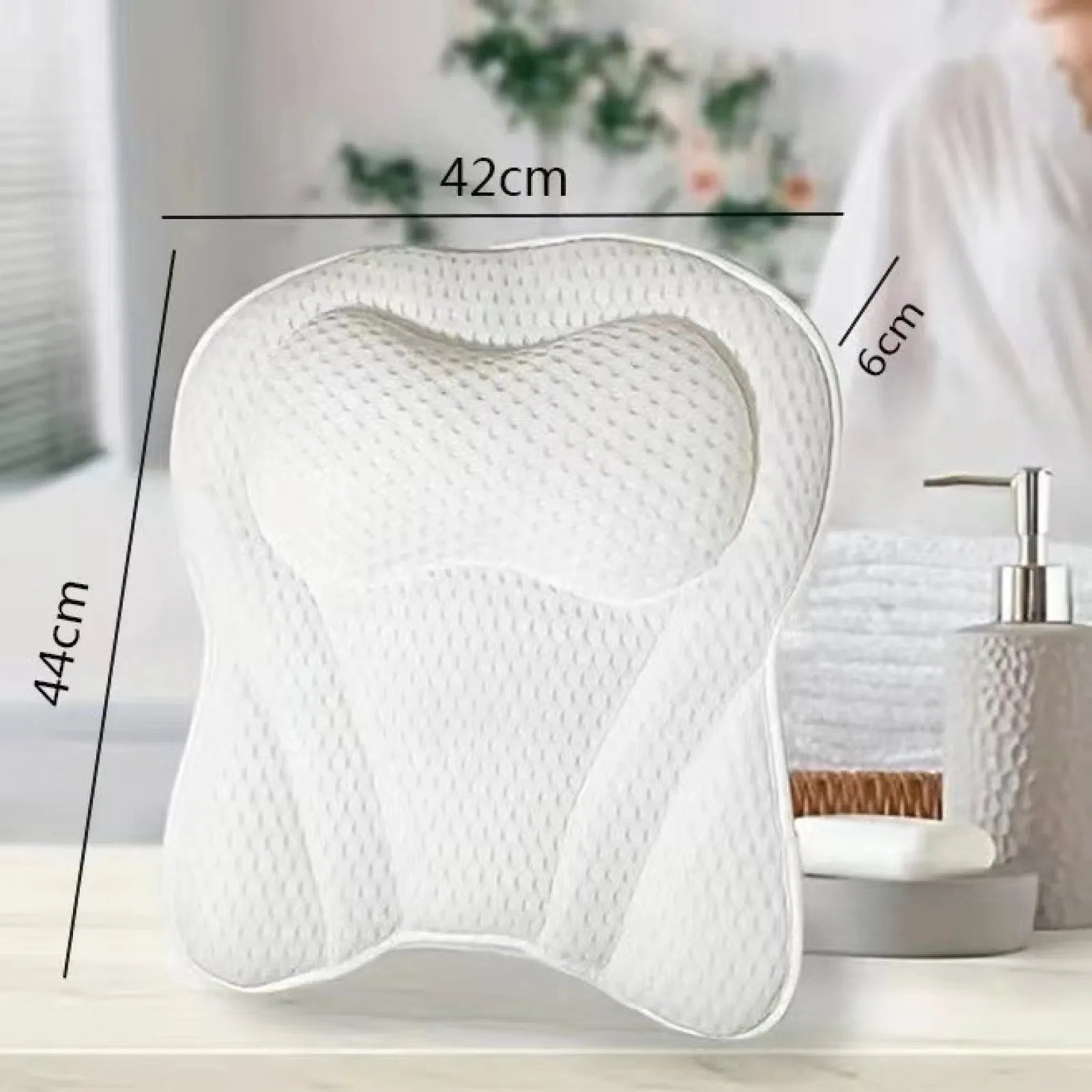 Bathtub Pillow for Tub, Bath Pillow for Neck & Back Support with Strong Suction Cups, Soft Spa Bath Pillow