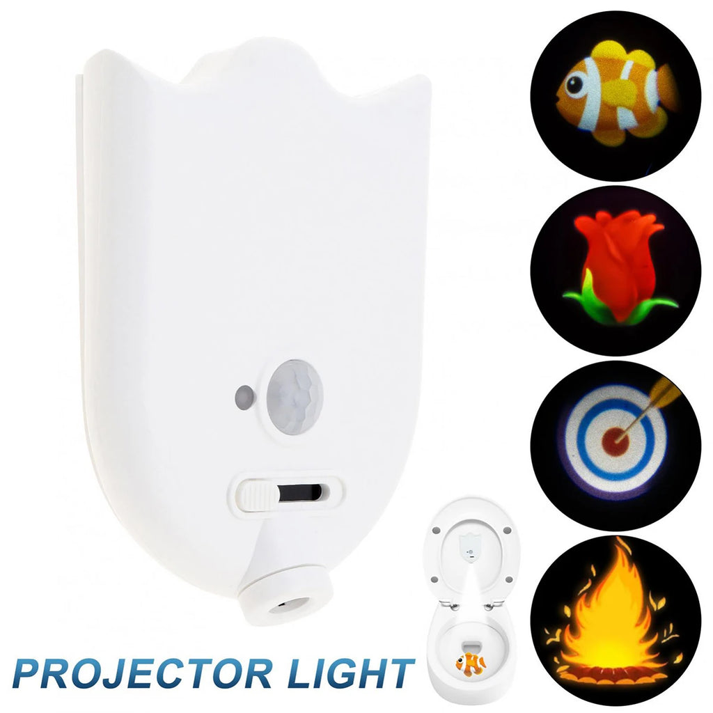 Motion Sensor LED Backlight Toilet Projection Lamp Creative Toilet Mini Night Lamp Toilet Bowl Seat Sensor Lighting Lamp