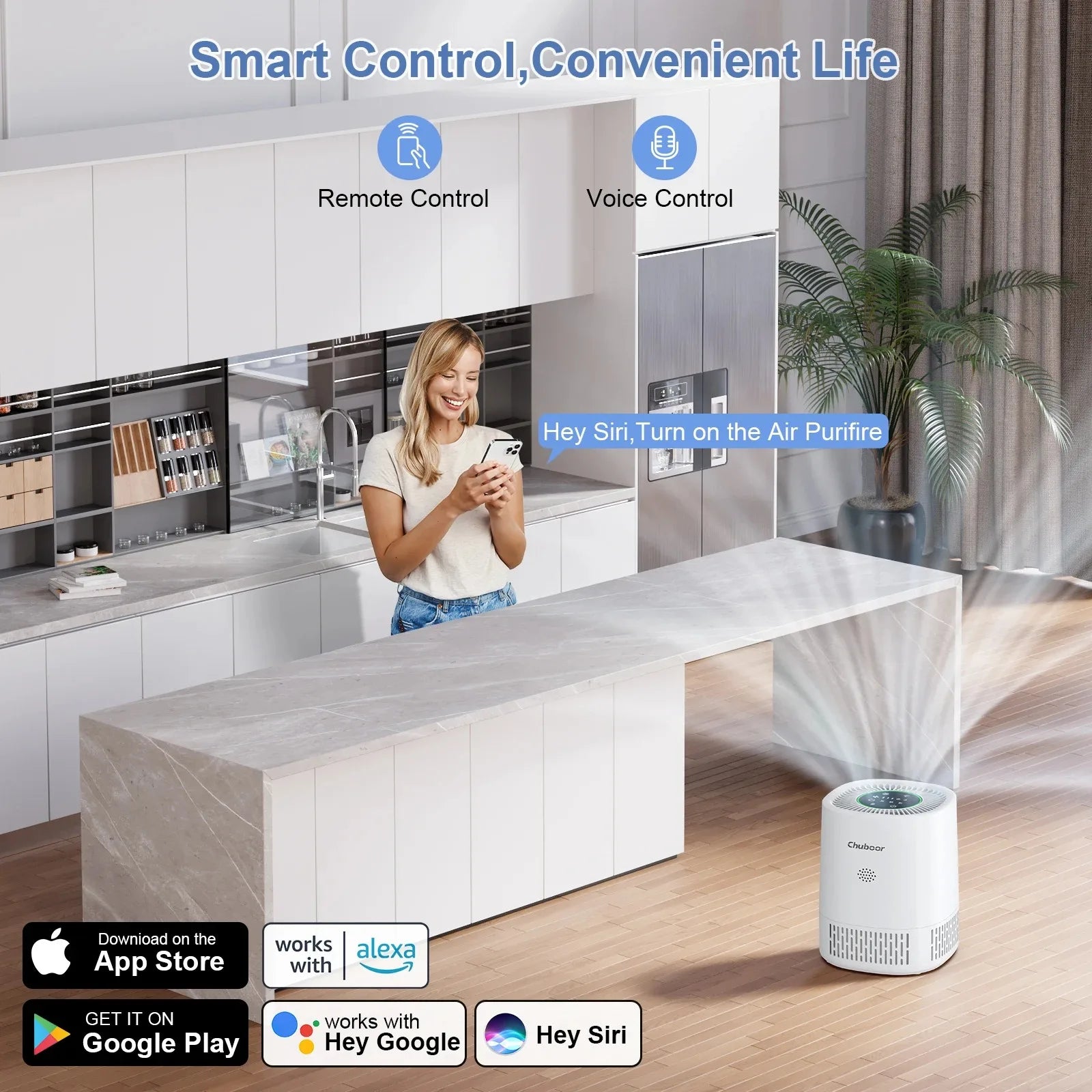 Mi Smart WiFi Pet Air Purifier for Bedroom ,Filter Cleaner H13 True HEPA Filter Smoke Allergies Pet Dander Odor Dust, Office